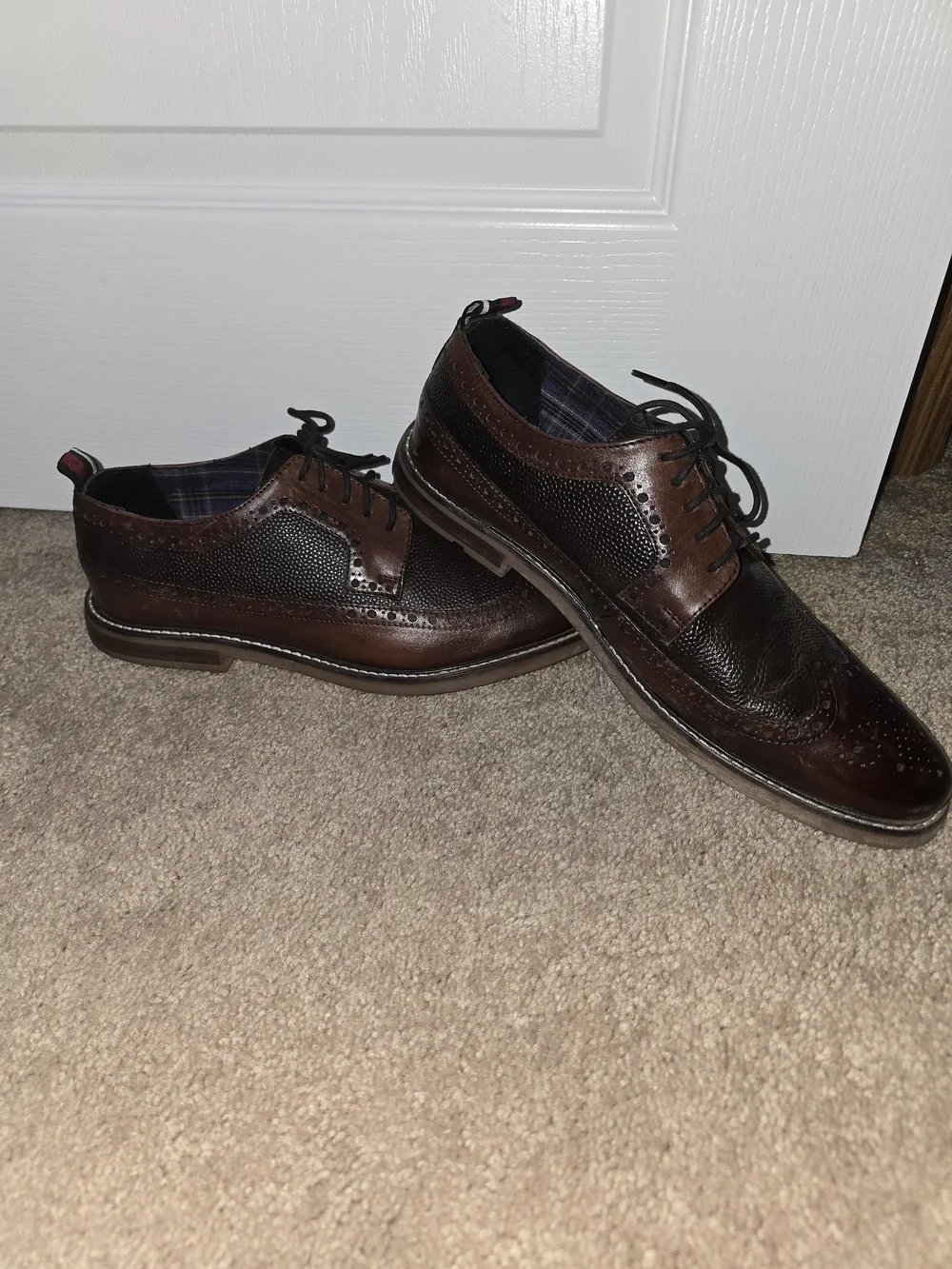 Ben Sherman Men's Brown Two-Tone Leather Wingtip Oxfords